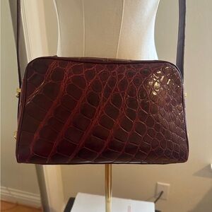 Chic Burgundy authentic Crocodile leather Crossbody Bag